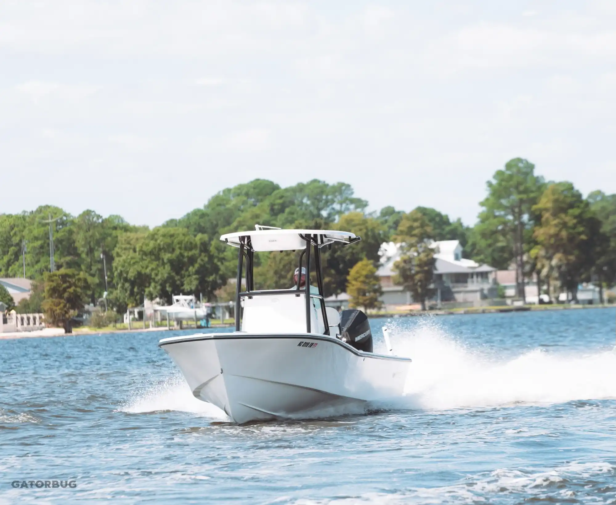 Swan Point center-console boat undergoing water testing