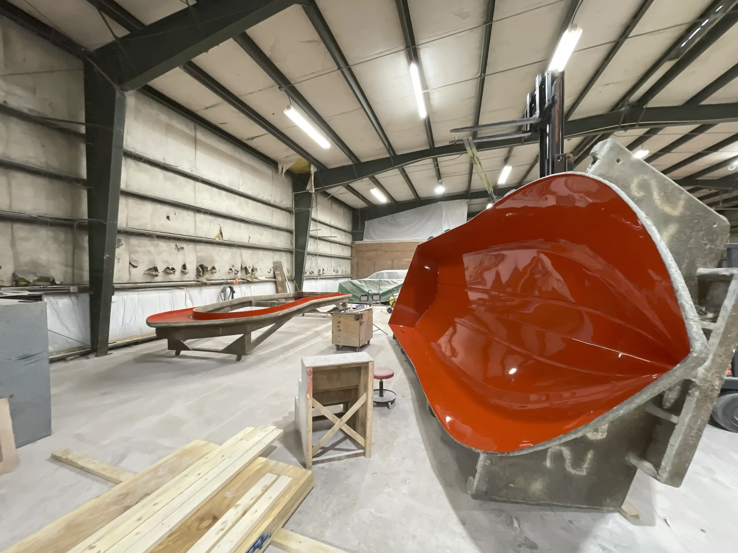 Boat mold inside the Swan Point workshop